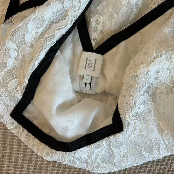 Helsa Revolve The Lace Mini Dress Small Cocktail Black White Spring Party Lace - Picture 9 of 13